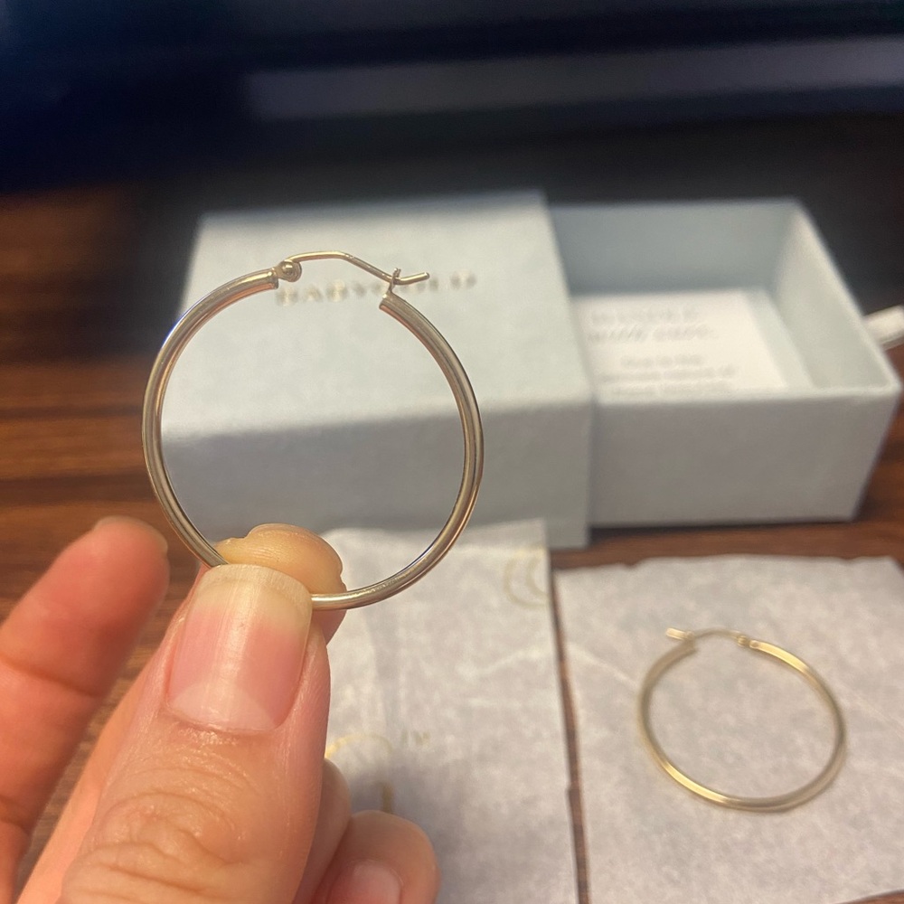 2mm Gold Tube Hoop Earrings 14K Yellow Gold / 35mm (1.40) Diameter